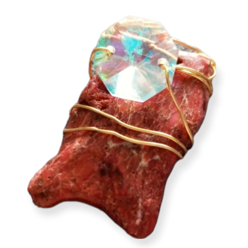 Hand Crafted Pink turquoise gemstone wire wrapped crystal gemstone pendant New